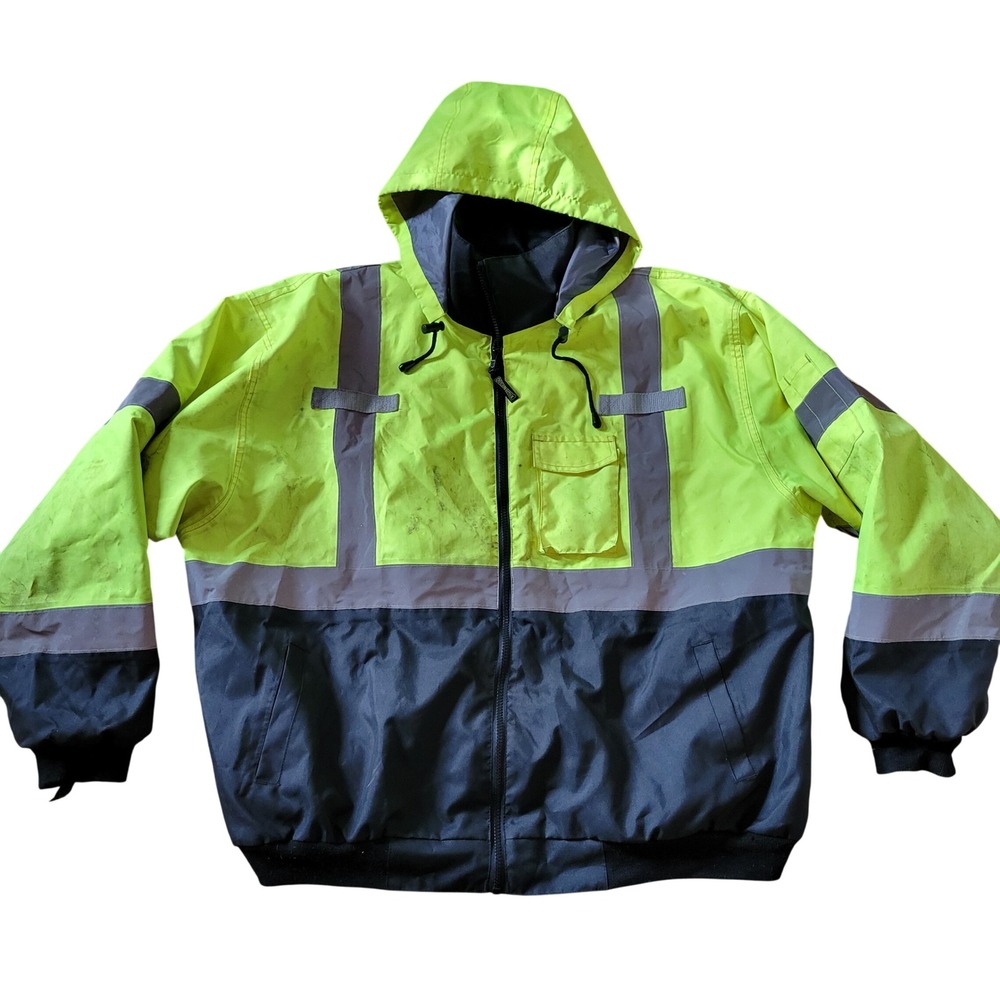 OccuNomix Hi-Viz Yellow Black Type R Class‎ 3 Reflective Bomber Work Jacket XL